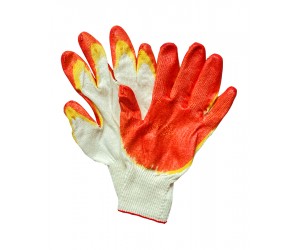 Перчатки ХБ, покрытие – 2-ой облив латексом 13 класс вязки, 1й слой желтый, 2й красного цвета